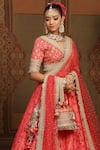 Shop_SHIKHAR SHARMA_Red Lehenga Cotton Shimmer Chanderi Abstract Petal Pattern Bridal Set _Online_at_Aza_Fashions