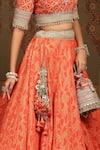 Shop_SHIKHAR SHARMA_Orange Lehenga Cotton Abstract Floral Petal Pattern Bridal Set _Online_at_Aza_Fashions