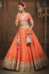 SHIKHAR SHARMA_Orange Lehenga Cotton Abstract Floral Petal Pattern Bridal Set _at_Aza_Fashions