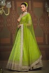 SHIKHAR SHARMA_Green Lehenga Cotton Shimmer Chanderi Embroidered Gota Geometric Pattern Set _Online_at_Aza_Fashions
