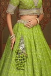 Shop_SHIKHAR SHARMA_Green Lehenga Cotton Shimmer Chanderi Embroidered Gota Geometric Pattern Set _Online_at_Aza_Fashions