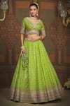 SHIKHAR SHARMA_Green Lehenga Cotton Shimmer Chanderi Embroidered Gota Geometric Pattern Set _at_Aza_Fashions