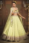 Buy_SHIKHAR SHARMA_Green Lehenga Cotton Shimmer Chanderi Embroidered Gota Leaf Set _at_Aza_Fashions