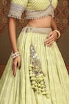 SHIKHAR SHARMA_Green Lehenga Cotton Shimmer Chanderi Embroidered Gota Leaf Set _Online_at_Aza_Fashions
