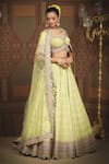 Buy_SHIKHAR SHARMA_Green Lehenga Cotton Shimmer Chanderi Embroidered Gota Leaf Set _Online_at_Aza_Fashions