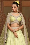 Shop_SHIKHAR SHARMA_Green Lehenga Cotton Shimmer Chanderi Embroidered Gota Leaf Set _Online_at_Aza_Fashions