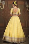 Shop_SHIKHAR SHARMA_Yellow Lehenga Cotton Shimmer Chanderi Embroidered Gota Leaf Blouse Set _at_Aza_Fashions