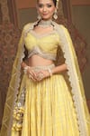 Buy_SHIKHAR SHARMA_Yellow Lehenga Cotton Shimmer Chanderi Embroidered Gota Leaf Blouse Set _Online_at_Aza_Fashions