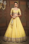 Shop_SHIKHAR SHARMA_Yellow Lehenga Cotton Shimmer Chanderi Embroidered Gota Leaf Blouse Set _Online_at_Aza_Fashions