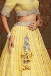 SHIKHAR SHARMA_Yellow Lehenga Cotton Shimmer Chanderi Embroidered Gota Leaf Blouse Set _at_Aza_Fashions