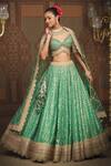 Buy_SHIKHAR SHARMA_Green Lehenga Cotton Shimmer Chanderi Embroidered Gota Leaf Set _at_Aza_Fashions