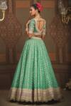 Shop_SHIKHAR SHARMA_Green Lehenga Cotton Shimmer Chanderi Embroidered Gota Leaf Set _at_Aza_Fashions