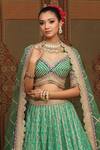 Shop_SHIKHAR SHARMA_Green Lehenga Cotton Shimmer Chanderi Embroidered Gota Leaf Set _Online_at_Aza_Fashions