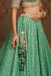 SHIKHAR SHARMA_Green Lehenga Cotton Shimmer Chanderi Embroidered Gota Leaf Set _at_Aza_Fashions