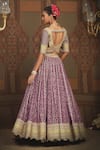 Shop_Shikhar Sharma_Purple Lehenga Cotton Shimmer Chanderi Embroidered Gota Leaf Set _at_Aza_Fashions