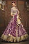 Shikhar Sharma_Purple Lehenga Cotton Shimmer Chanderi Embroidered Gota Leaf Set _Online_at_Aza_Fashions