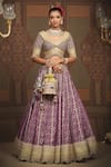 Buy_Shikhar Sharma_Purple Lehenga Cotton Shimmer Chanderi Embroidered Gota Leaf Set _Online_at_Aza_Fashions