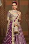Shop_Shikhar Sharma_Purple Lehenga Cotton Shimmer Chanderi Embroidered Gota Leaf Set _Online_at_Aza_Fashions