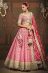 Buy_SHIKHAR SHARMA_Pink Lehenga Cotton Shimmer Chanderi Embroidered Gota Geometric Pattern Set _at_Aza_Fashions