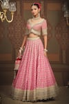 SHIKHAR SHARMA_Pink Lehenga Cotton Shimmer Chanderi Embroidered Gota Geometric Pattern Set _Online_at_Aza_Fashions