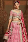 Shop_SHIKHAR SHARMA_Pink Lehenga Cotton Shimmer Chanderi Embroidered Gota Geometric Pattern Set _Online_at_Aza_Fashions