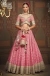 SHIKHAR SHARMA_Pink Lehenga Cotton Shimmer Chanderi Embroidered Gota Geometric Pattern Set _at_Aza_Fashions