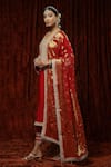 SHIKHAR SHARMA_Red Kurta And Pant Silk Chanderi Embroidered Pearl Leaf Straight Set _at_Aza_Fashions