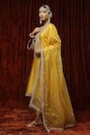 Shop_SHIKHAR SHARMA_Yellow Kurta And Pant Silk Chanderi Embroidered Pearl Round Badla Bright Set _at_Aza_Fashions