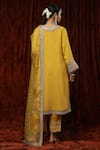 Buy_SHIKHAR SHARMA_Yellow Kurta And Pant Silk Chanderi Embroidered Pearl Round Badla Bright Set _Online_at_Aza_Fashions