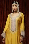 SHIKHAR SHARMA_Yellow Kurta And Pant Silk Chanderi Embroidered Pearl Round Badla Bright Set _at_Aza_Fashions
