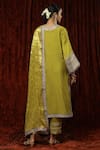Shop_SHIKHAR SHARMA_Green Kurta And Pant Silk Chanderi Embroidered Pearl Leaf Badla Straight Set _at_Aza_Fashions