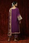 Shop_SHIKHAR SHARMA_Purple Kurta And Pant Silk Chanderi Embroidered Pearl Leaf Badla Set _at_Aza_Fashions