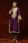 Buy_SHIKHAR SHARMA_Purple Kurta And Pant Silk Chanderi Embroidered Pearl Leaf Badla Set _Online_at_Aza_Fashions