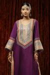 Shop_SHIKHAR SHARMA_Purple Kurta And Pant Silk Chanderi Embroidered Pearl Leaf Badla Set _Online_at_Aza_Fashions