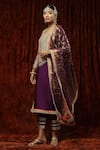 SHIKHAR SHARMA_Purple Kurta And Pant Silk Chanderi Embroidered Pearl Leaf Badla Set _at_Aza_Fashions