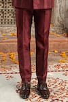 Buy_Abkasa_Maroon Dupion-raw Silk Blend Textured Cinnamon Bandhgala And Pant Set  