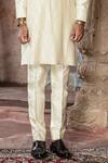 Shop_Abkasa_Beige Katan Silk Placement Sandstone Pintuck Pattern Kurta With Pant  _Online_at_Aza_Fashions