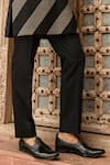 Shop_Abkasa_Black Modal, Satin Embroidery Inkblaze Diagonal Pintucked Kurta And Pant Set _Online_at_Aza_Fashions