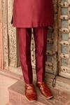 Shop_Abkasa_Maroon Katan Silk Embroidered Floral Amber Placket Kurta Set  _Online_at_Aza_Fashions