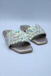 Buy_Foot Fuel_Gold Embellished Jaa La Flower Sequin Flats _at_Aza_Fashions