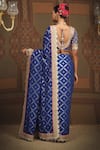 SHIKHAR SHARMA_Blue Saree Embellished Gota V Neck Chanderi With Blouse _Online_at_Aza_Fashions