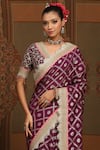 Buy_SHIKHAR SHARMA_Purple Saree Embellished Gota V Neck Chanderi With Blouse _at_Aza_Fashions