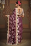 Shop_SHIKHAR SHARMA_Purple Saree Embellished Gota V Neck Chanderi With Blouse _at_Aza_Fashions