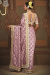 Shop_SHIKHAR SHARMA_Purple Saree Embellished Gota V Neck Floral Woven Chanderi With Blouse _at_Aza_Fashions