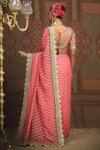 Shop_SHIKHAR SHARMA_Pink Saree Embellished Gota V Neck Flower Woven With Blouse _at_Aza_Fashions