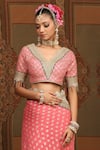 Shop_SHIKHAR SHARMA_Pink Saree Embellished Gota V Neck Flower Woven With Blouse _Online_at_Aza_Fashions