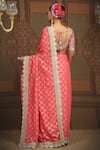 Shop_SHIKHAR SHARMA_Pink Saree Embellished Gota V Neck Floral Jaal Woven Chanderi With Blouse _at_Aza_Fashions