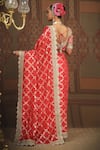 Shop_SHIKHAR SHARMA_Red Saree Embellished Gota V Neck Floral Woven Chanderi With Blouse _at_Aza_Fashions