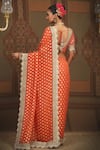 Shop_SHIKHAR SHARMA_Orange Saree Embellished Gota V Neck Lace Border With Blouse _at_Aza_Fashions