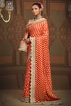 SHIKHAR SHARMA_Orange Saree Embellished Gota V Neck Lace Border With Blouse _at_Aza_Fashions